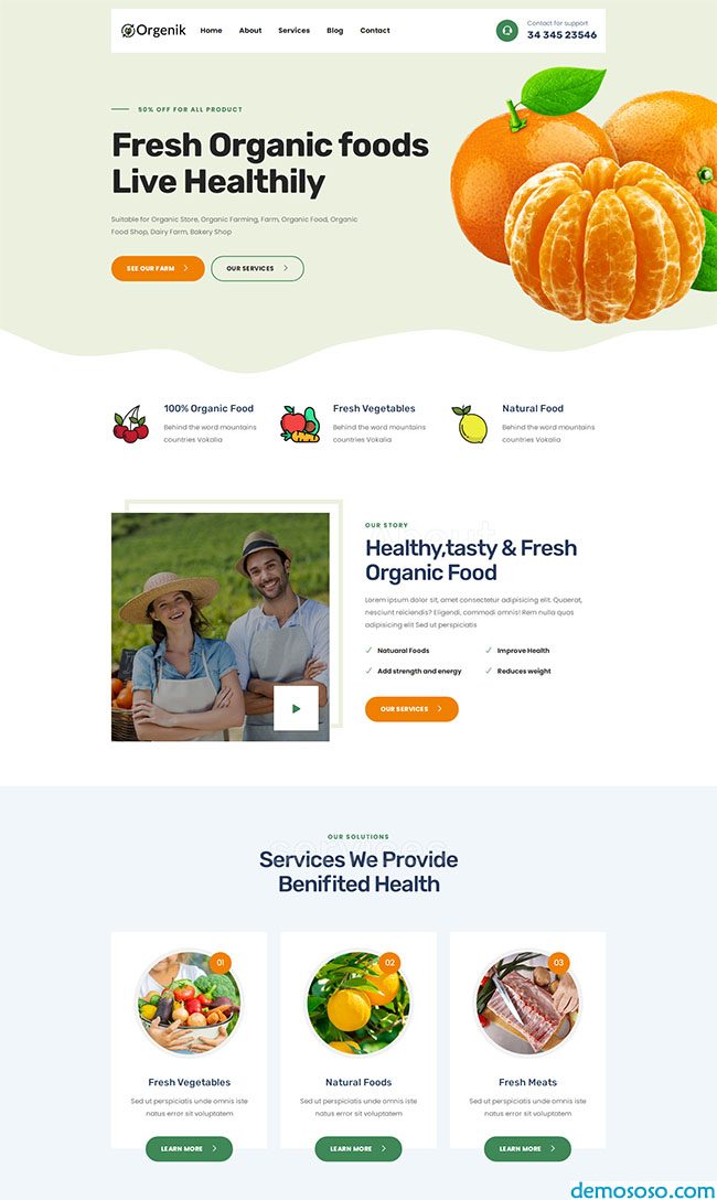 农场有机食品网站HTML5模板
