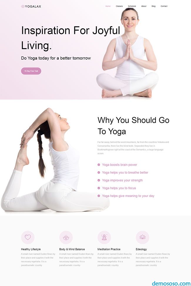 粉色可爱健身瑜伽网站模板